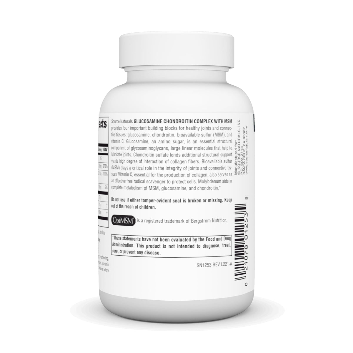 Emballage du Complexe Glucosamine Chondroitin Source Naturals