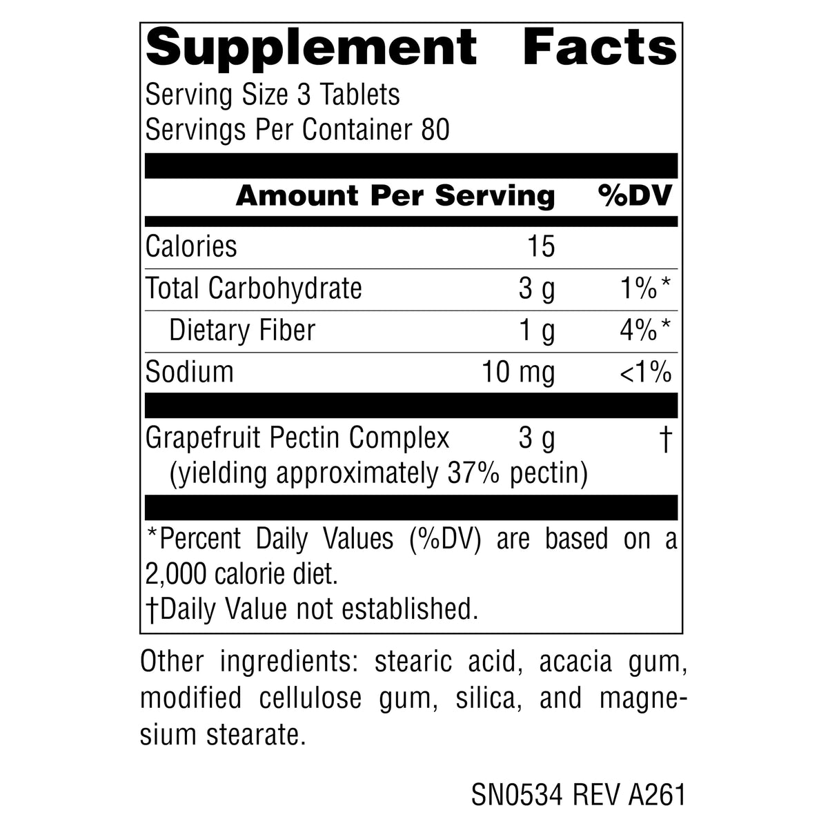 Emballage du Complexe Pectine Pamplemousse Source Naturals 1000 mg