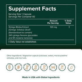 Emballage du Ginkgo Biloba Prominent Nutrition avec étiquettes