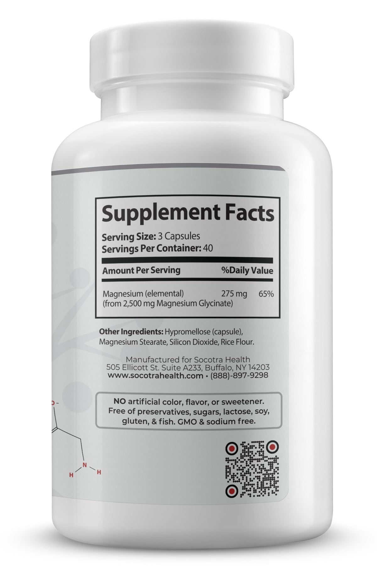 Emballage du Glicinate de Magnésium Socotra Health