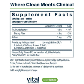 Emballage du Hyperbiotics Probiotique Bifidobacterium avec informations sur les souches