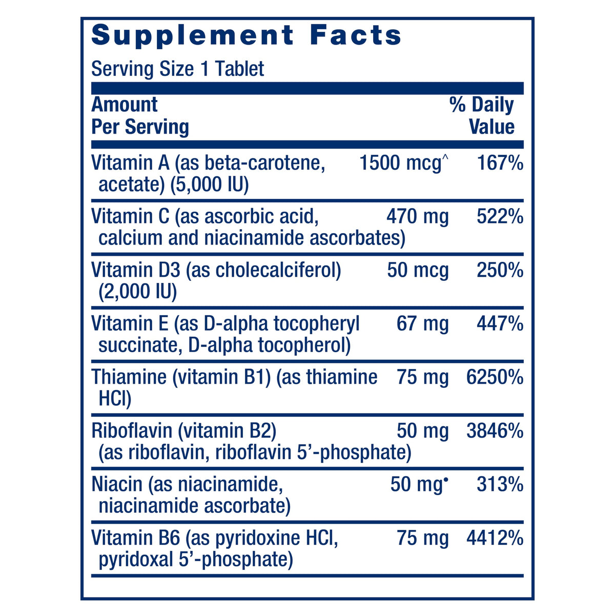 Emballage du Life Extension Multivitamine One-Per-Day 60 comprimés