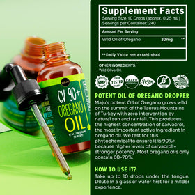 Emballage du Maju Superfoods Huile d'Oregano