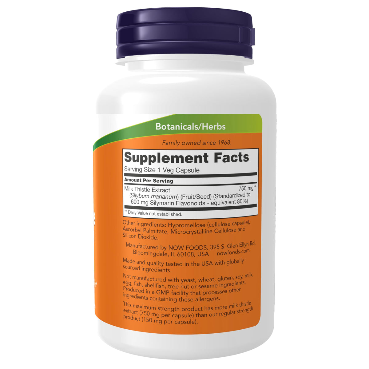 Emballage du NOW Foods Extrait de Chardon-Marie 750 mg