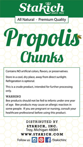 Emballage du propolis brut Stakich avec informations nutritionnelles