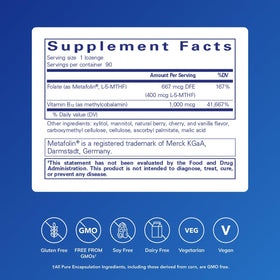 Emballage du Pure Encapsulations PureMelt B12 Folate 90 pastilles