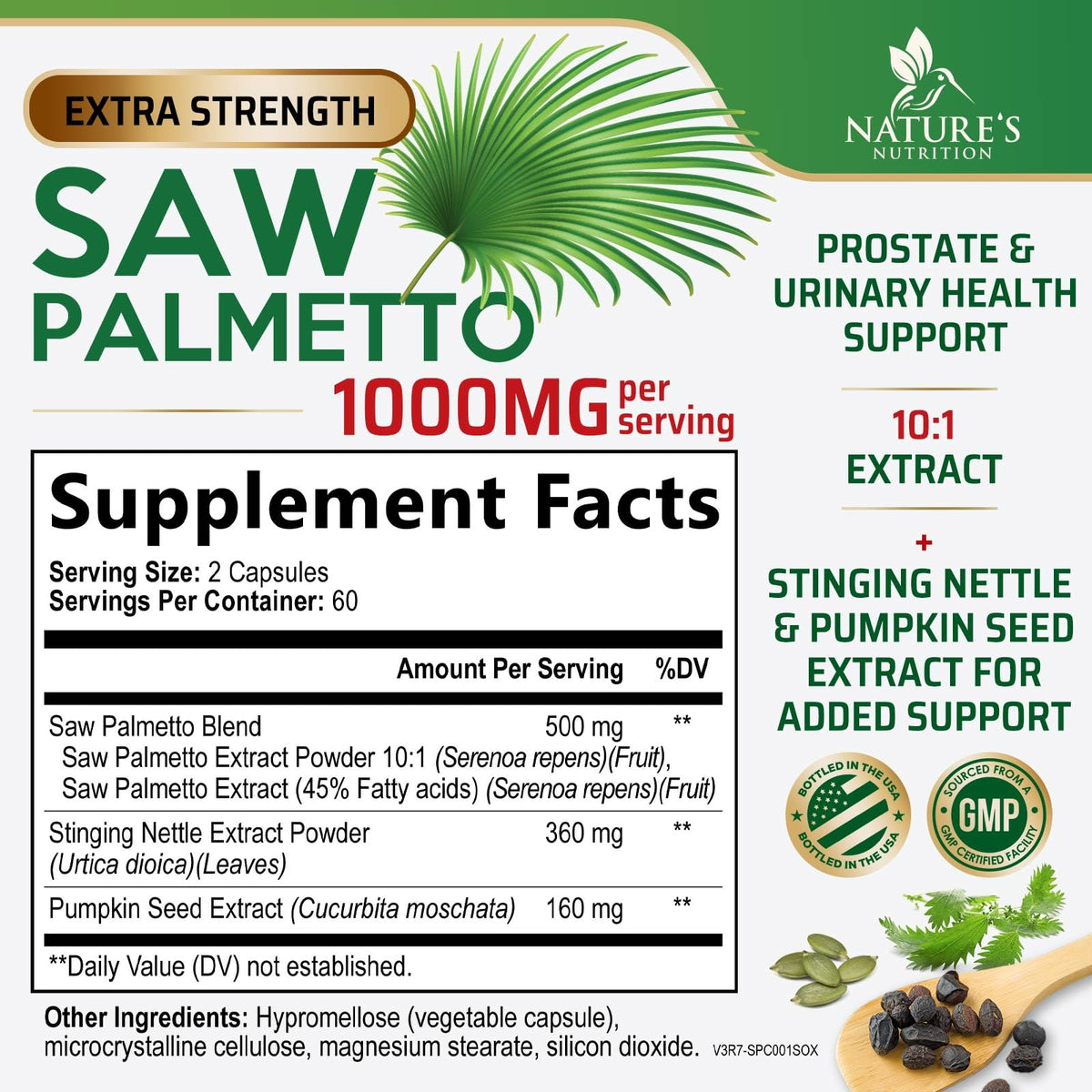 Emballage du Saw Palmetto pour Hommes Nature's Nutrition