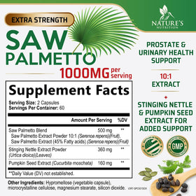 Emballage du Saw Palmetto pour Hommes Nature's Nutrition
