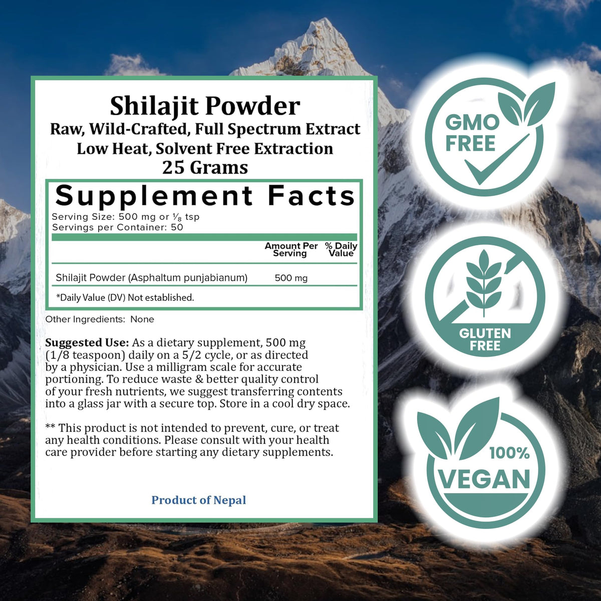 Emballage du Shilajit brut Himalayen Holistic Bin