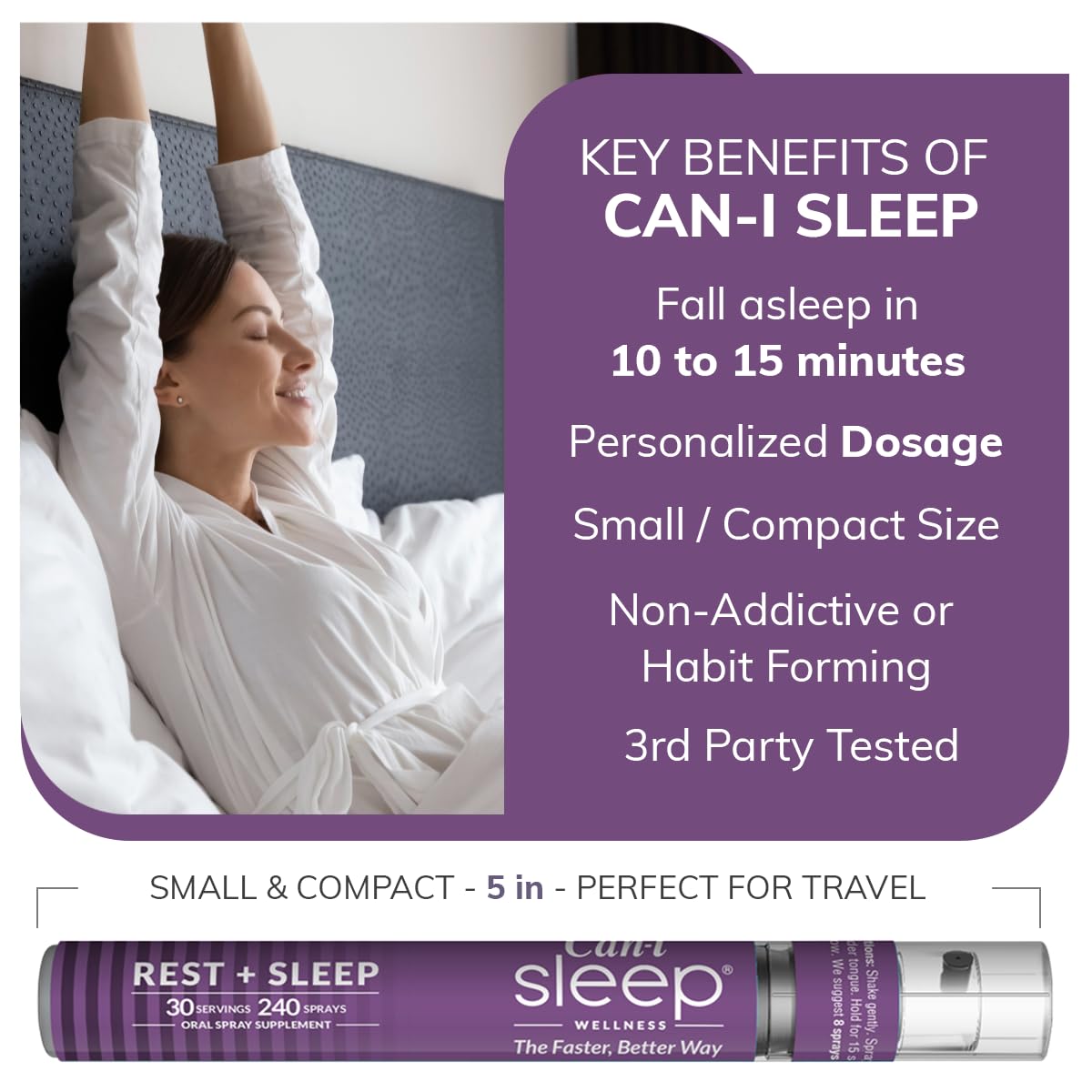Emballage du spray de sommeil Cani Brands avec informations sur le produit