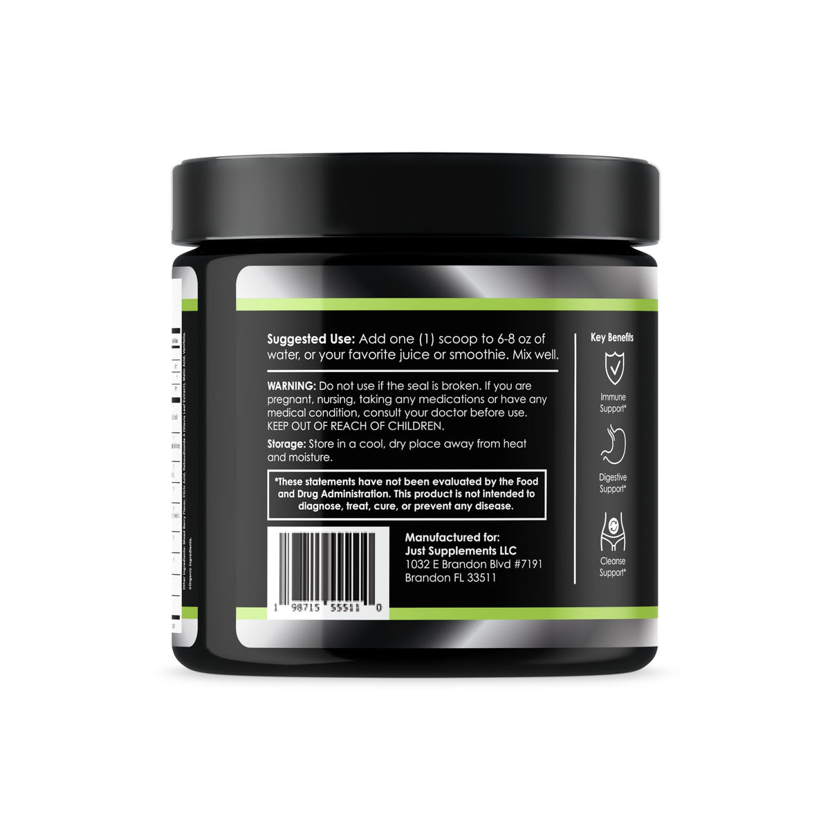 Emballage du Superfood Vert JS JUST SUPPLEMENTS