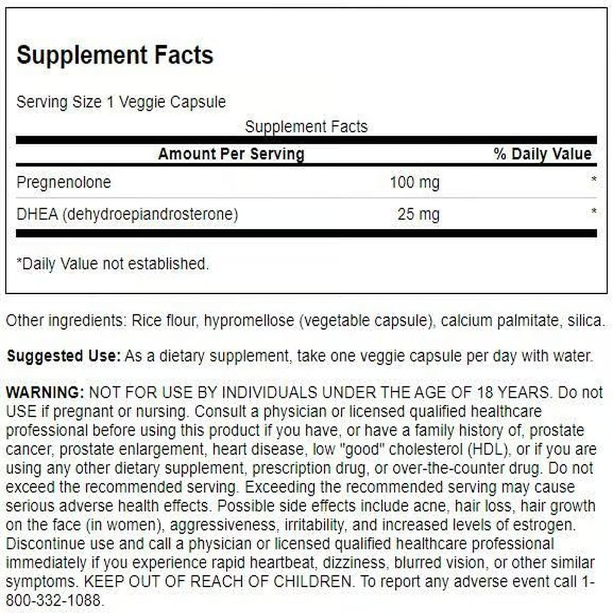 Emballage du Swanson DHEA et Pregnénolone Complex
