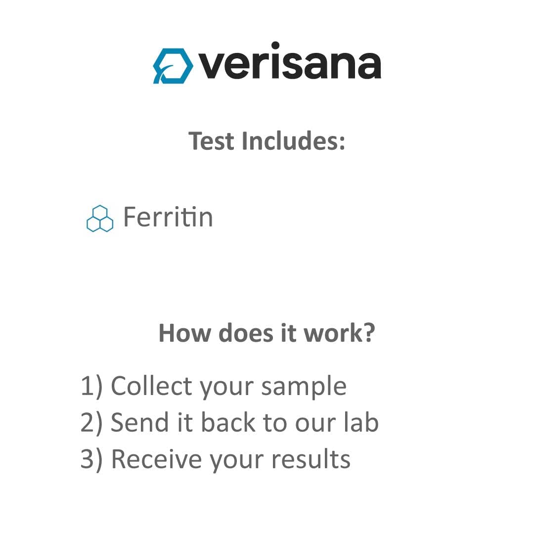 Emballage du Test de Ferritine pour Femmes Verisana avec enveloppe de retour
