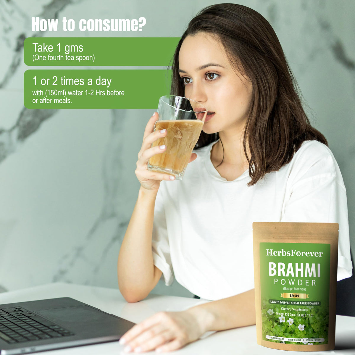 Emballage durable de la poudre de Brahmi de 230 g