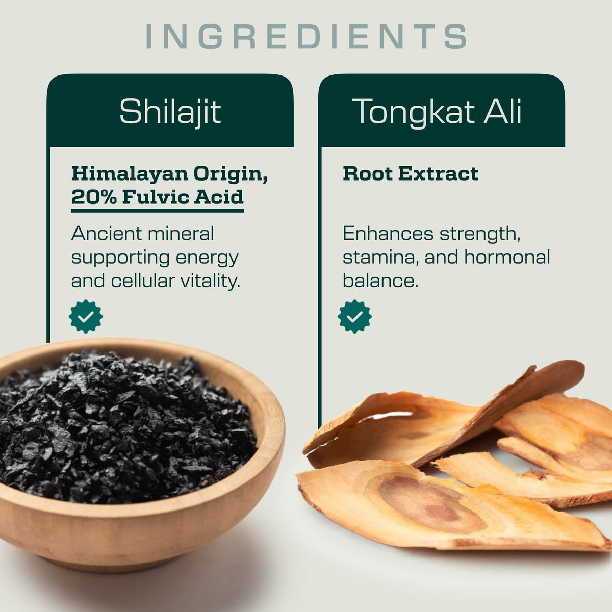 Emballage Earth Elixir Shilajit et Tongkat Ali sur fond blanc