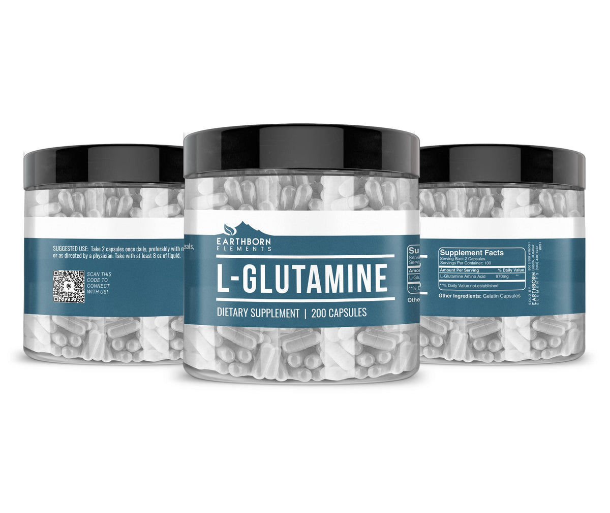 Emballage Earthborn Elements L-Glutamine 200 capsules