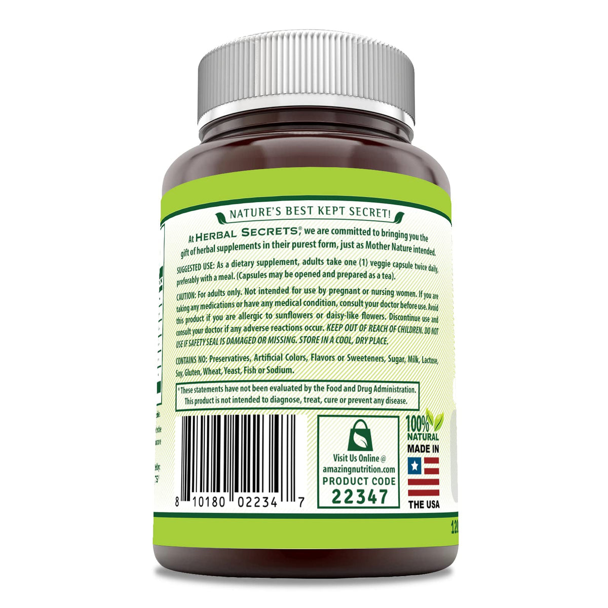 Emballage Herbal Secrets Échinacée Goldenseal 120 capsules