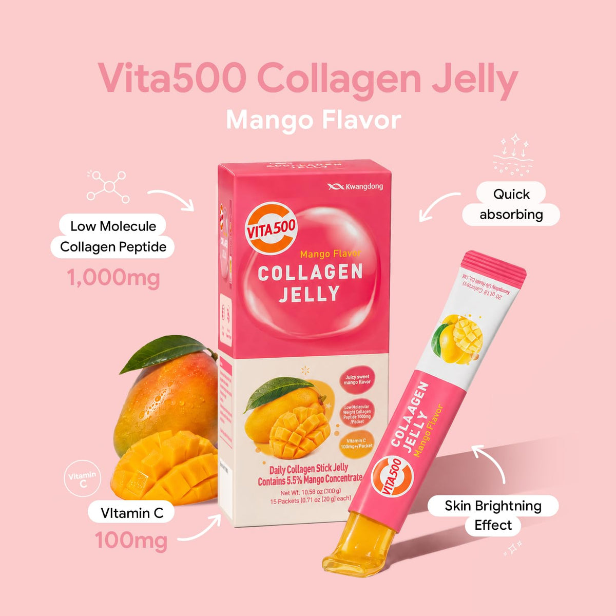 Emballage individuel du stick de collagène Vita500