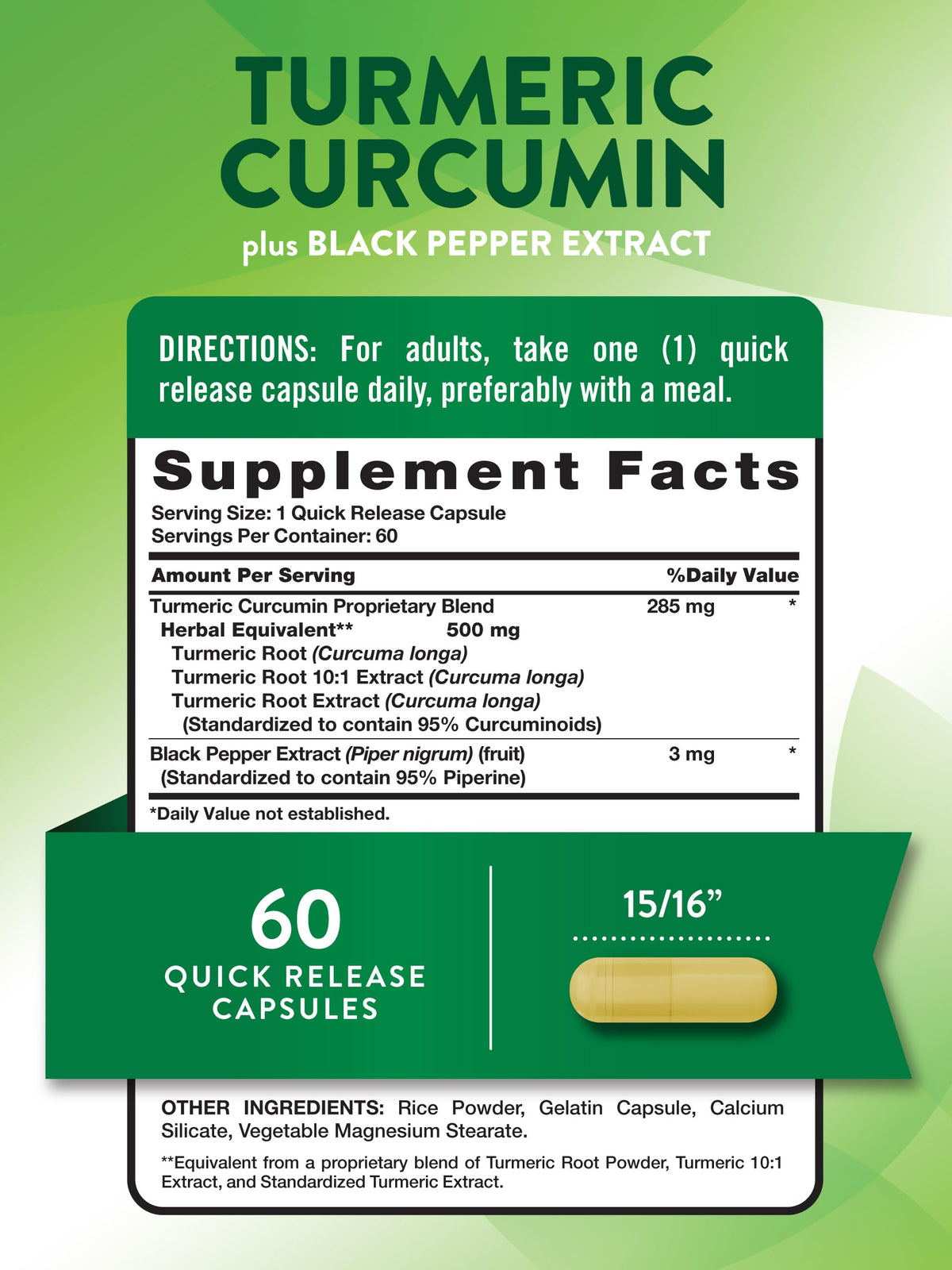 Emballage Nature's Truth Curcuma Curcumine avec extrait de poivre noir
