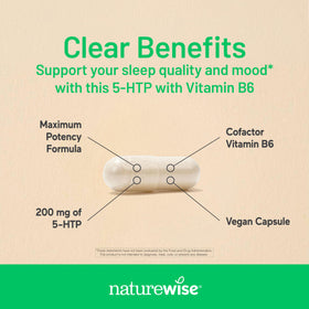Emballage NatureWise 5-HTP 200 mg avec informations nutritionnelles