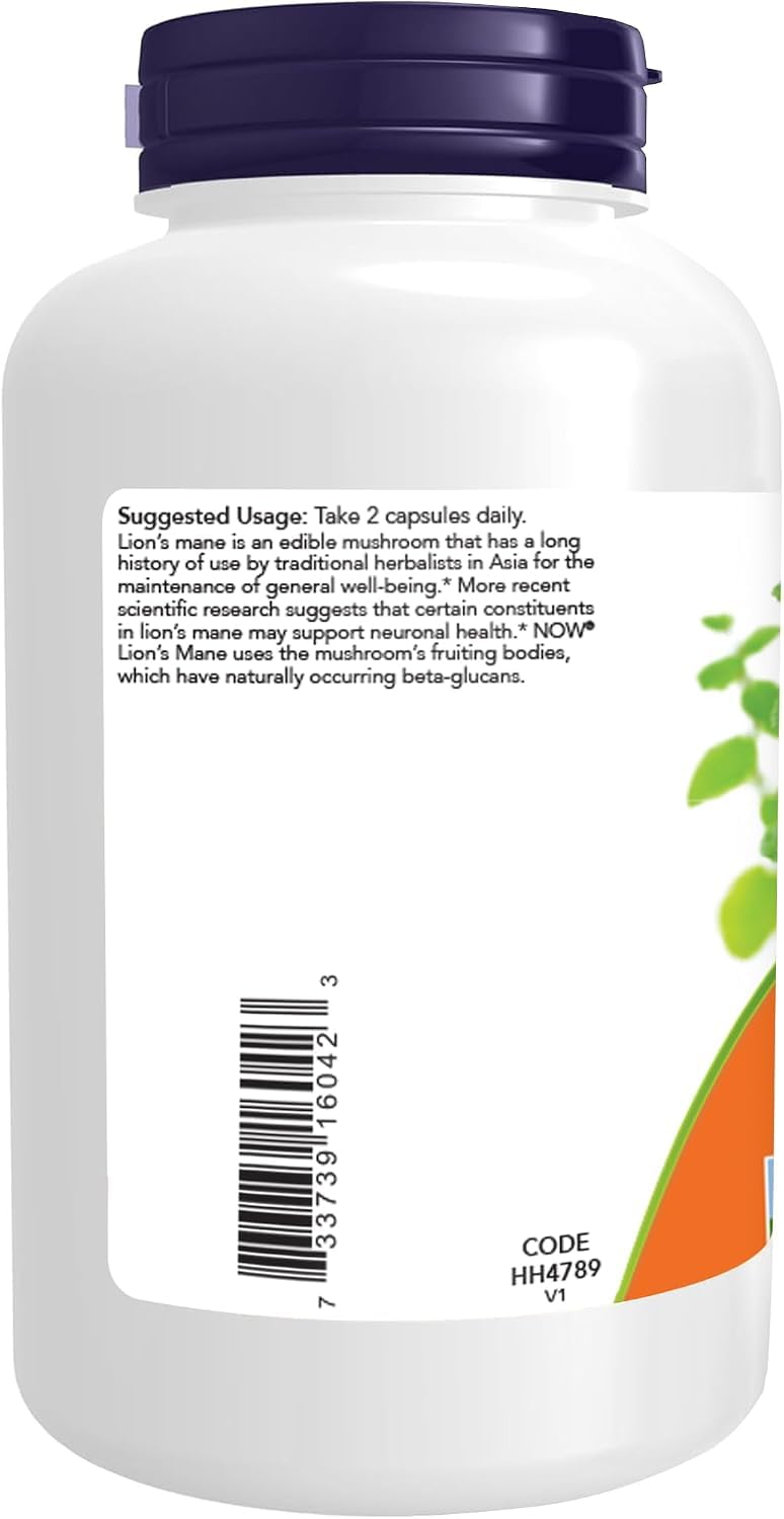 Emballage NOW Foods Lion's Mane 500 mg gélules végétales