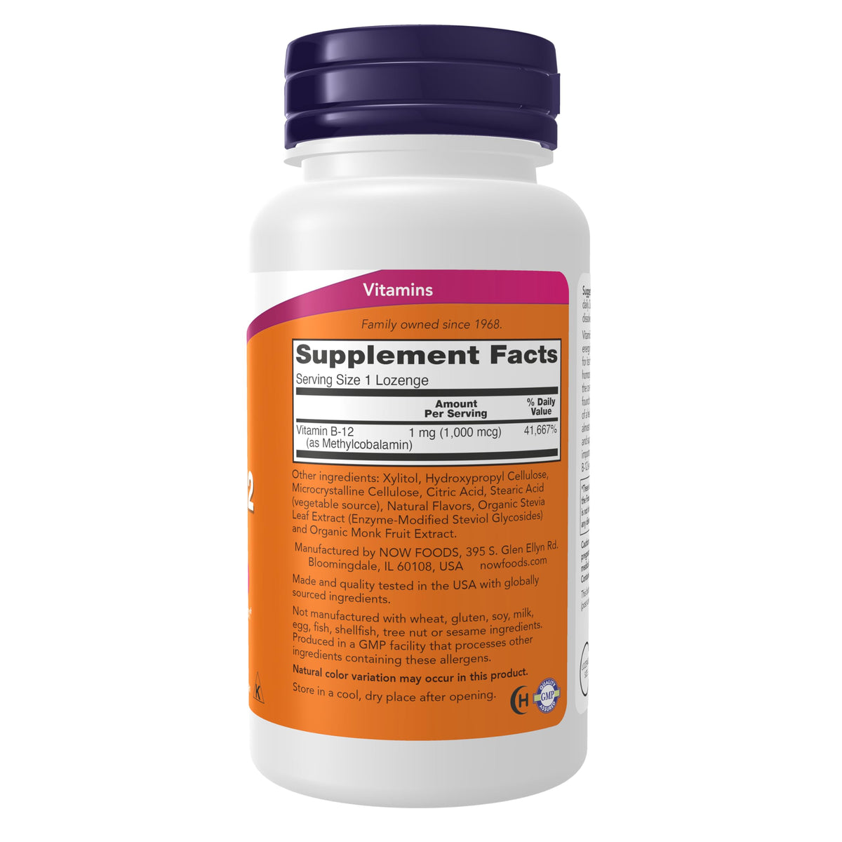 Emballage NOW Foods Methyl B-12 1000 mcg avec étiquette
