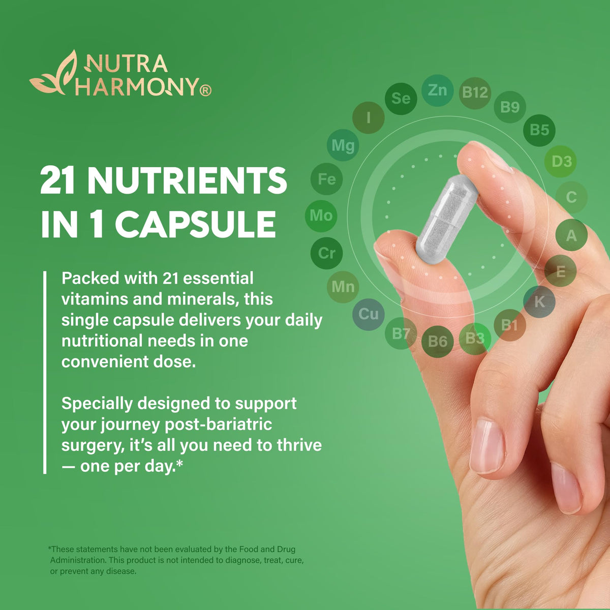 Emballage NUTRAHARMONY Multivitamine 21 en 1 90 gélules