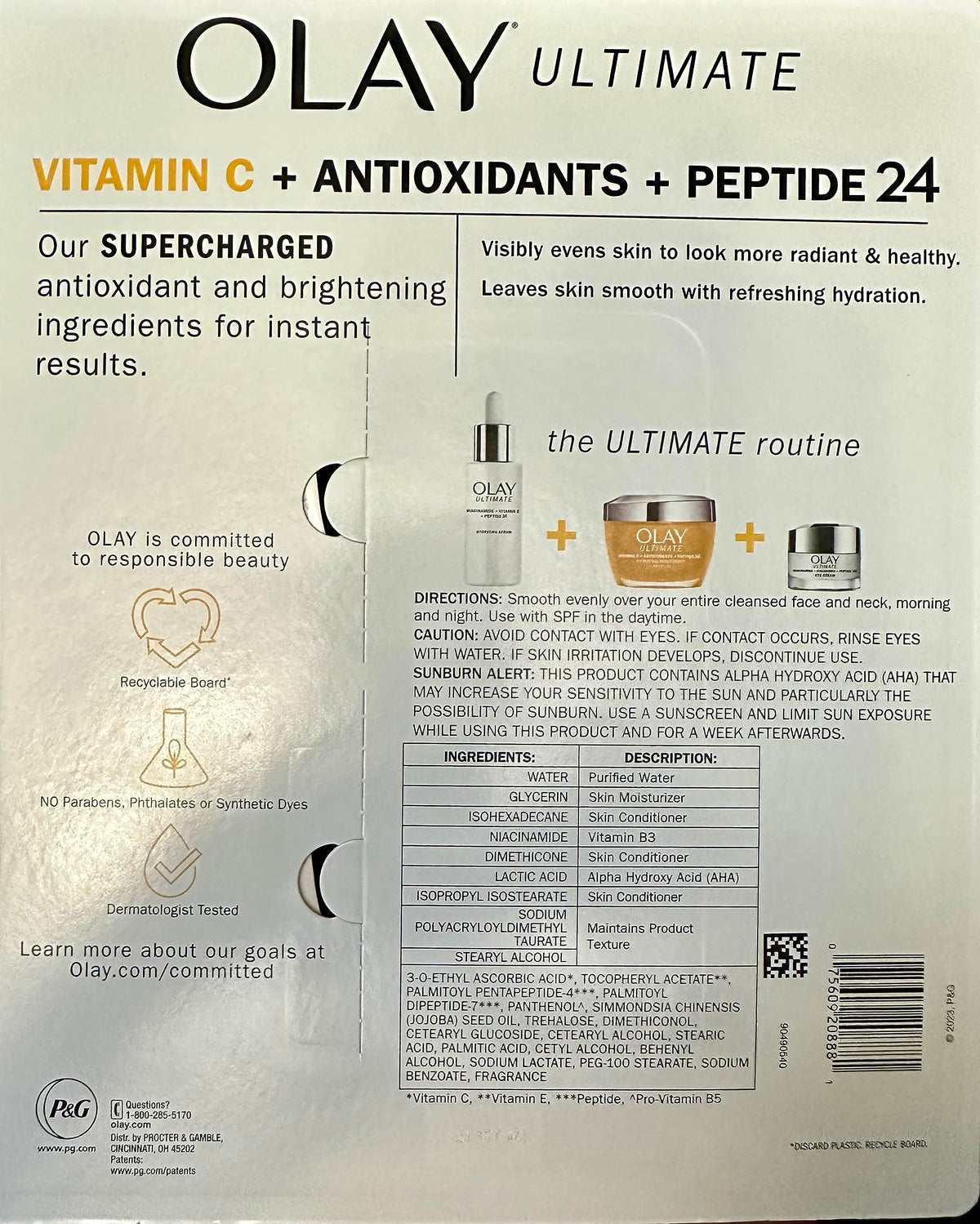 Emballage Olay Complément Alimentaire Vitamine C avec informations sur le produit