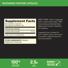 Emballage Optimum Nutrition Créatine Monohydrate 300 Ct