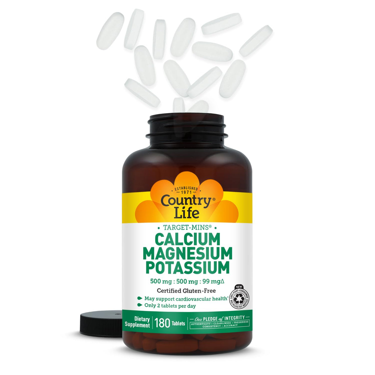 Emballage recyclable de Country Life Calcium Magnésium Potassium
