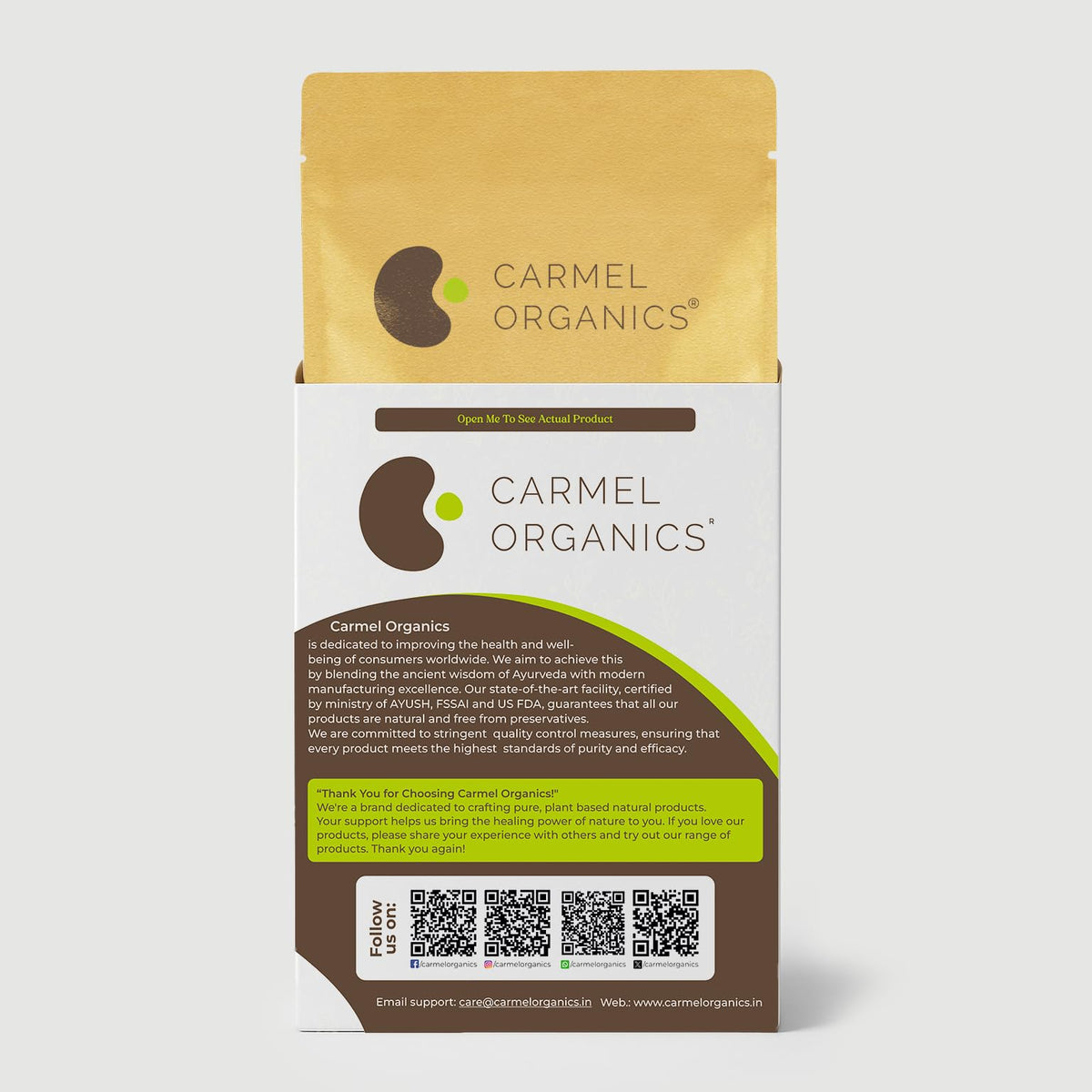 Emballage sécurisé de la poudre de Mucuna Pruriens CARMEL ORGANICS