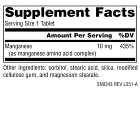 Emballage Source Naturals Manganèse 10 mg - côté