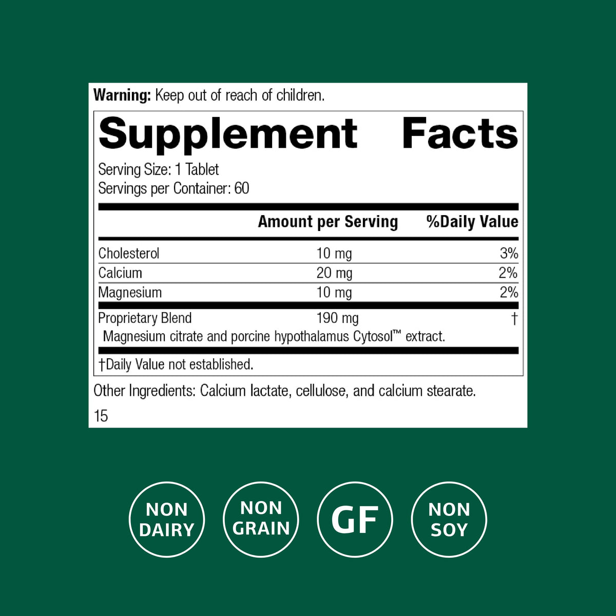 Emballage Standard Process Hypothalmex contenant 60 comprimés