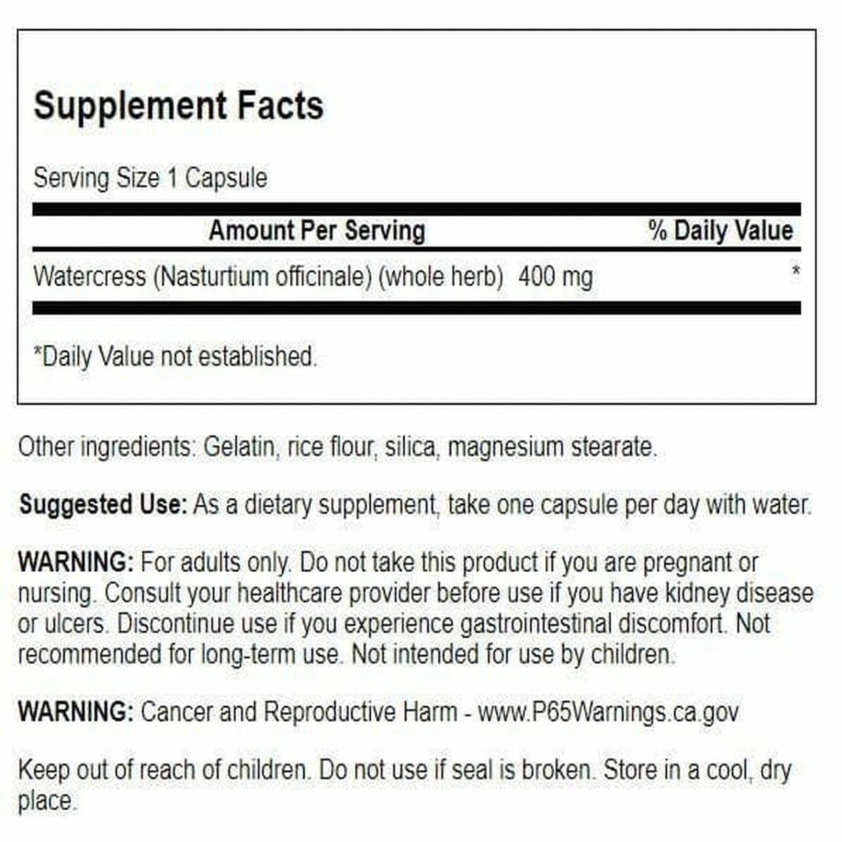 Emballage Swanson Cresson 400 mg, 60 gélules