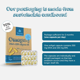 Emballage Testa Omega 3 Capsules Vegan avec informations