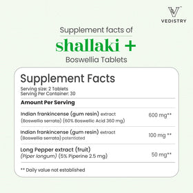 Emballage Vedistry Boswellia Serrata 700mg - côté