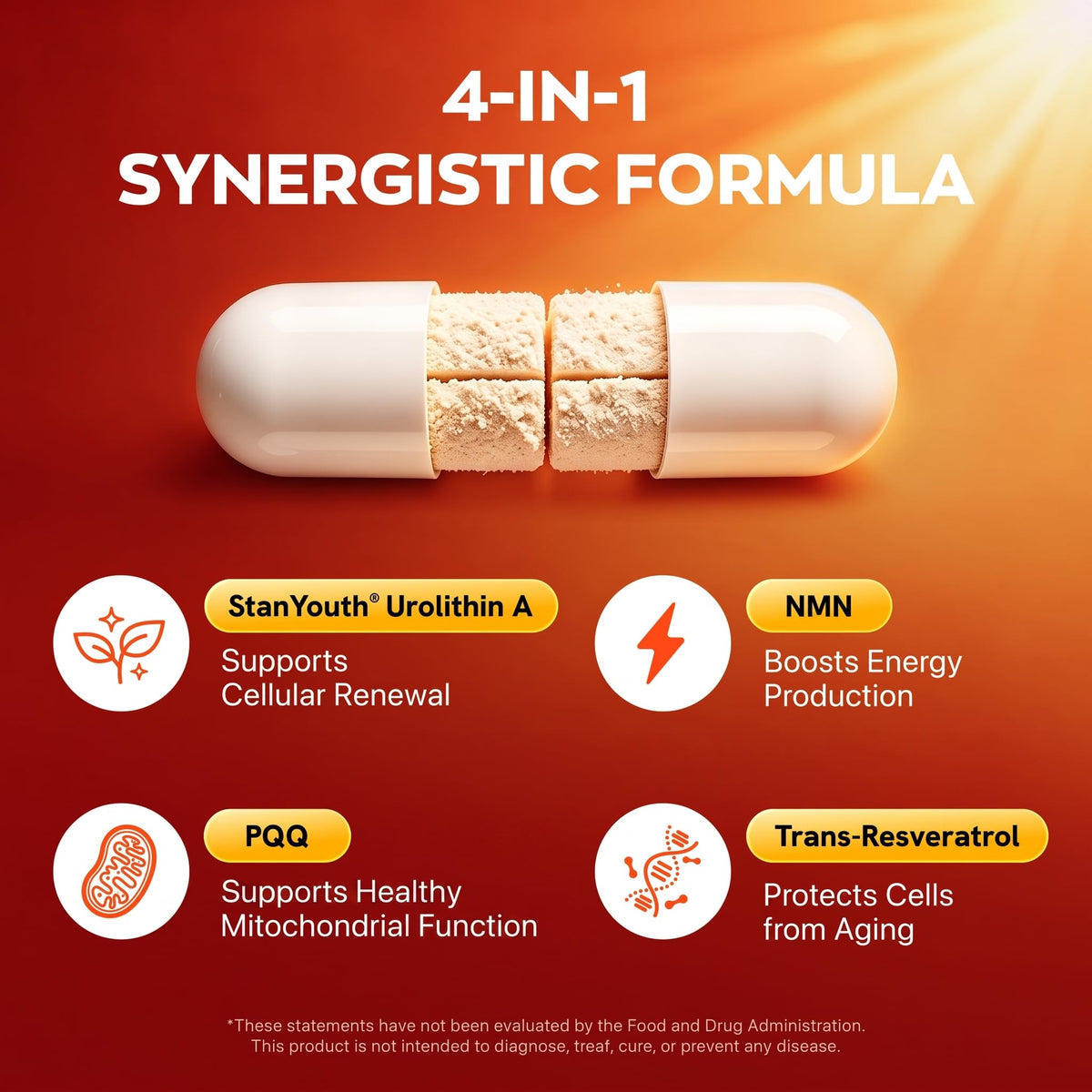 Emballage Vevoec Gynable Urolithin A sur fond blanc