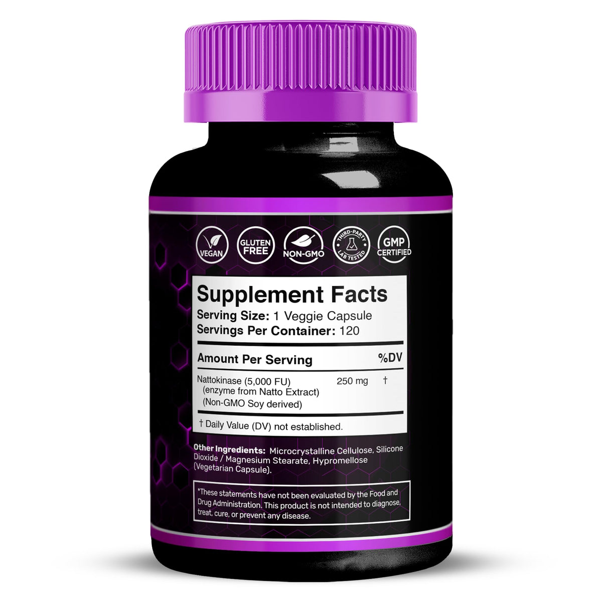 Emballage WELLNESS LABSRX Nattokinase 5000 FU 120 capsules