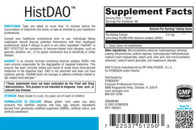 Emballage XYMOGEN HistDAO avec informations nutritionnelles