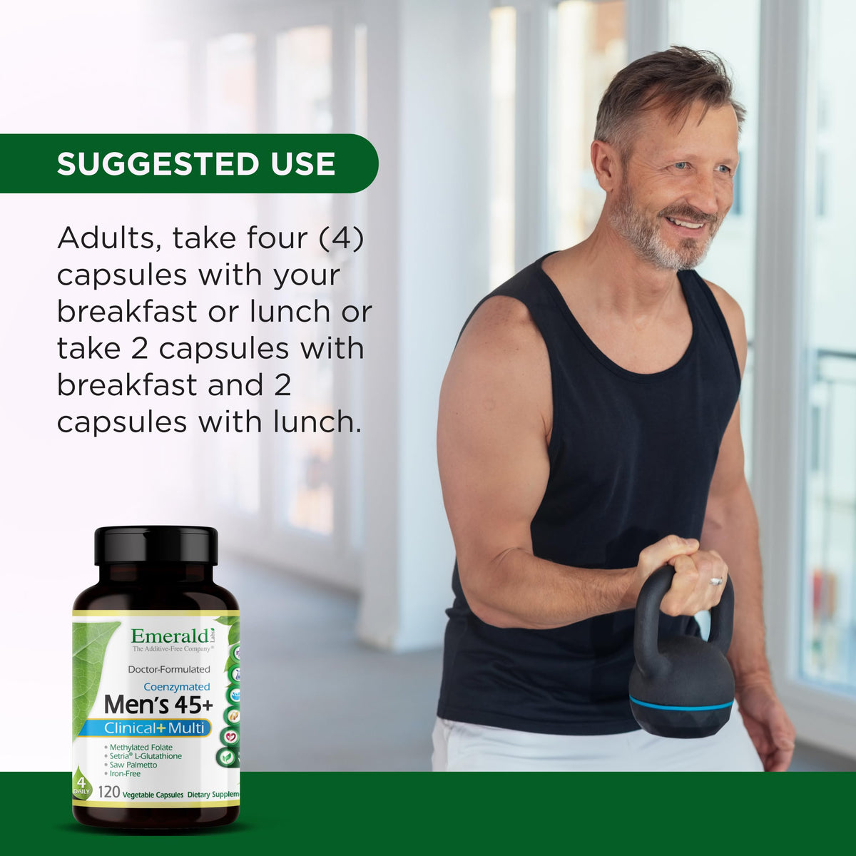 EMERALD LABS 45+ Multivitamines 120 capsules en mode de vie actif