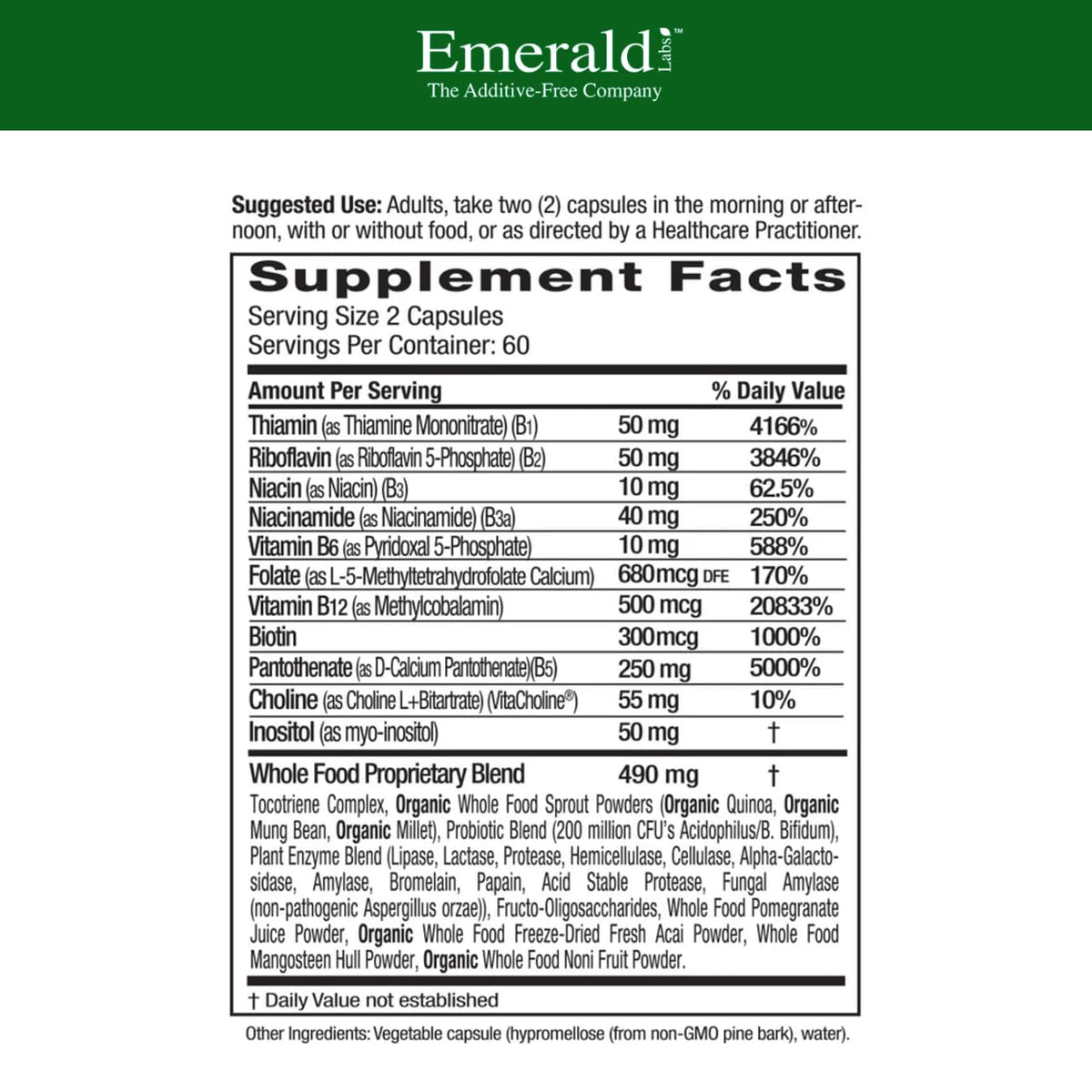 EMERALD LABS B-Healthy 120 capsules étiquette et détails