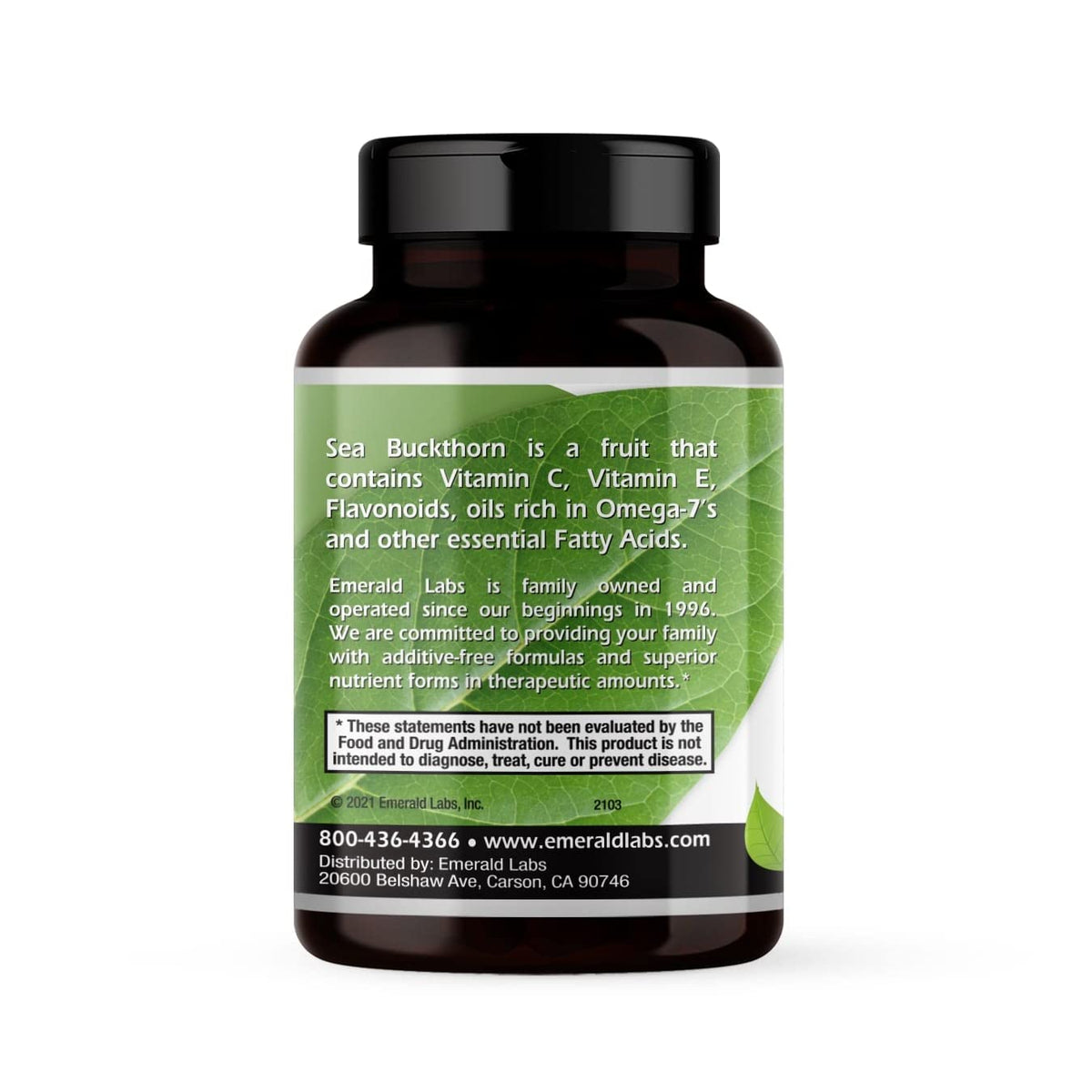 EMERALD LABS Baies de Cynorrhodon 60 Capsules Végétales sur fond blanc