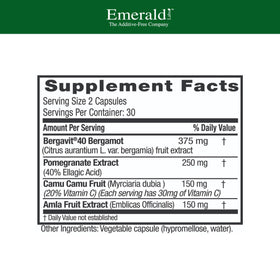 EMERALD LABS Bergamot+ vue arrière de l'emballage