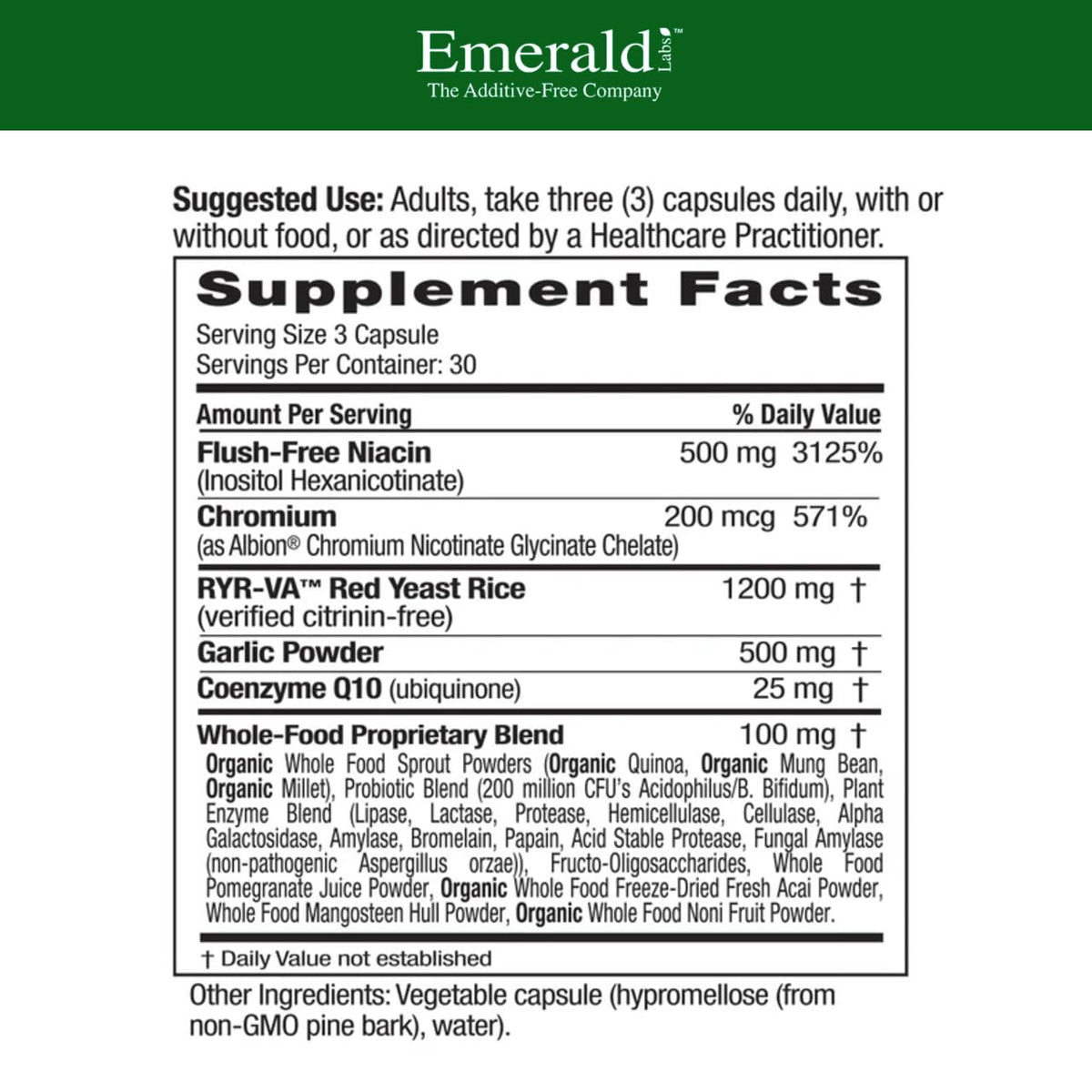 EMERALD LABS Cholesterol Health gélules, vue de côté