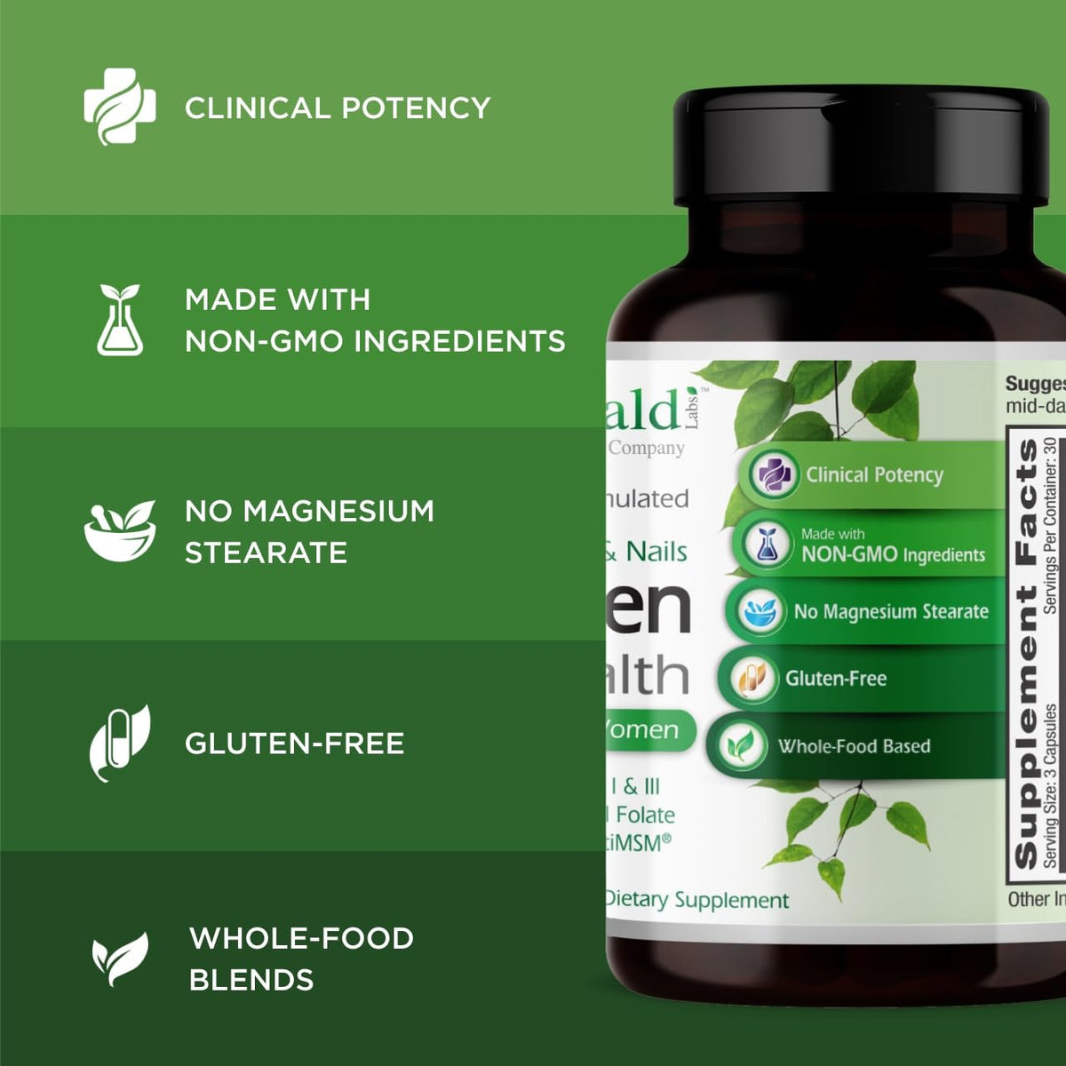EMERALD LABS Collagen Health, capsules dans une main