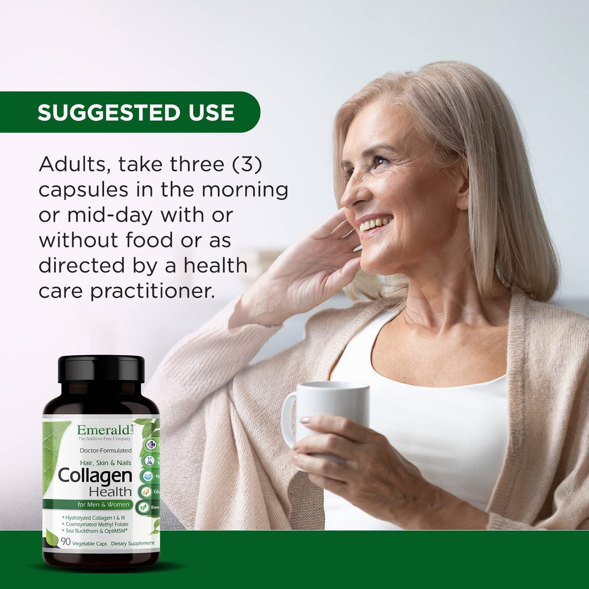 EMERALD LABS Collagen Health, étiquette avec ingrédients