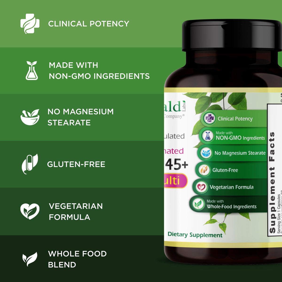 EMERALD LABS Complément Alimentaire Femmes 45+ vue de côté de l'emballage