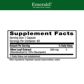 EMERALD LABS Complément Alimentaire Feuille d'Olivier, capsules végétales dans l'emballage
