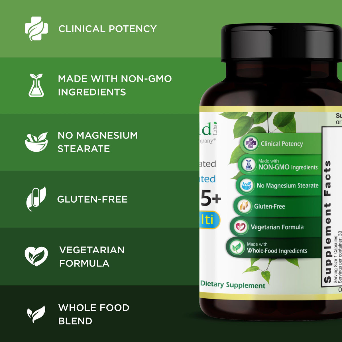 EMERALD LABS Complément Alimentaire Homme 45+ 30 Capsules sur fond blanc