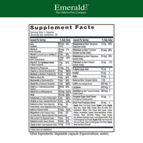 EMERALD LABS Complément Alimentaire Multivitamines 30 Capsules vue de dos